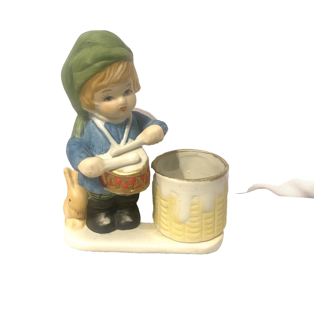 christmas luvkin vintage tea light candle holder drummer boy bunny rabbit